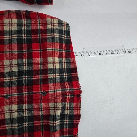 Eddie Bauer flannel button down shirt red gray mens XL 6439 - Picture 5 of 11